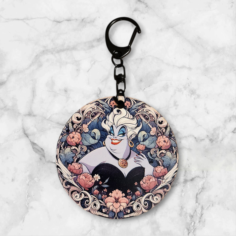 Ursula Little Mermaid Art Nouveau Floral Keychain / Bag Clip Disney